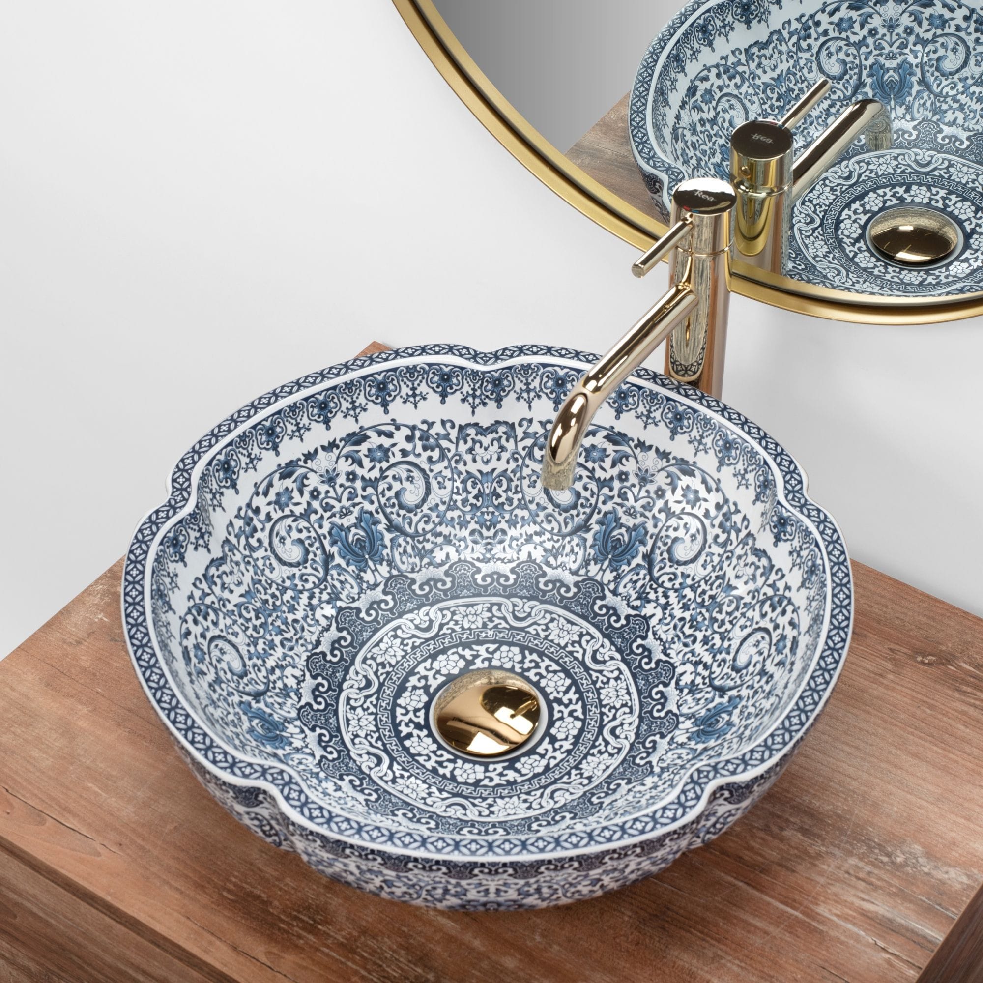 Lavoar pe blat ceramic Rea Vivien, latime de 42.5 cm, albastru