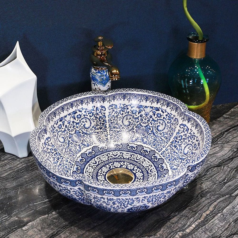 Lavoar pe blat ceramic Rea Vivien, latime de 42.5 cm, albastru