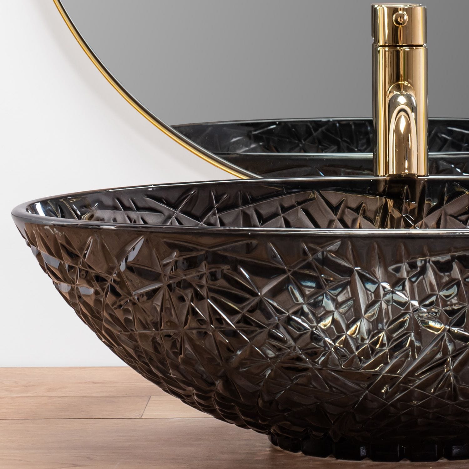 Lavoar pe blat din sticla Rea Frost Black , latime de 35.5  cm, negru