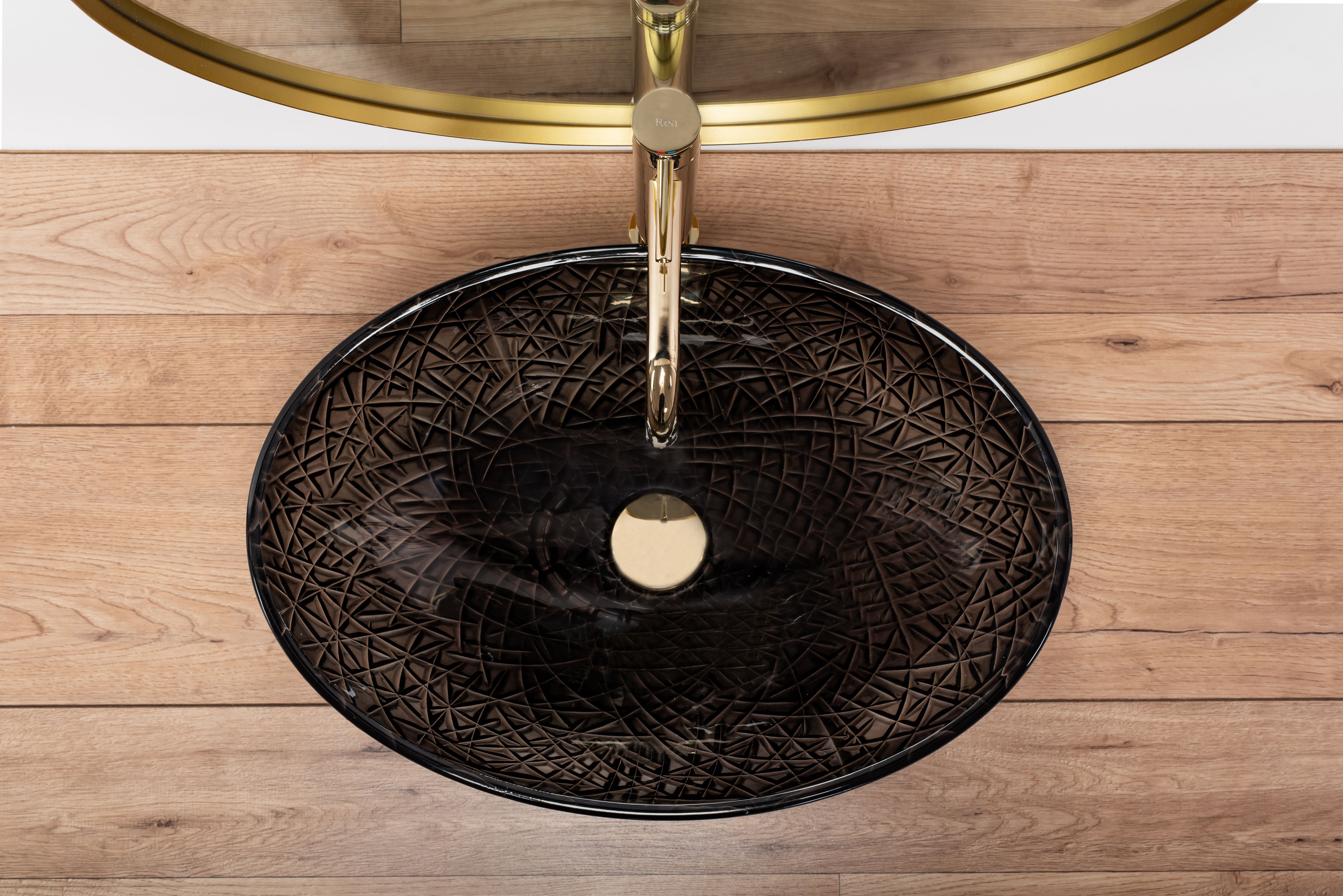 Lavoar pe blat din sticla Rea Frost Black , latime de 35.5  cm, negru