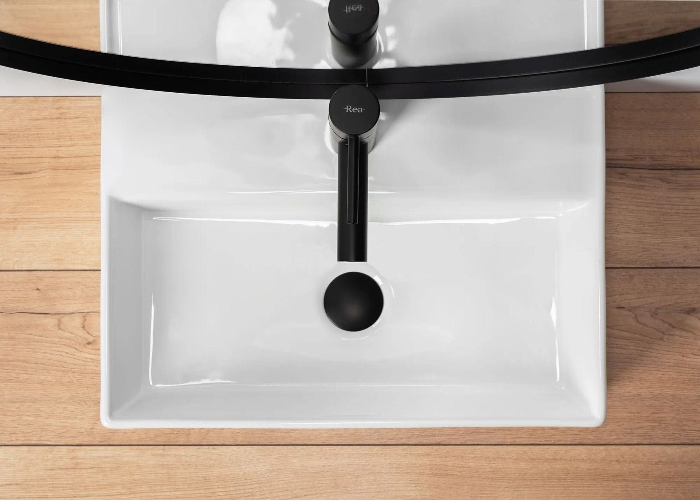 Lavoar pe blat/perete ceramic Rea Valeria N , latime de 35.5 cm, alb