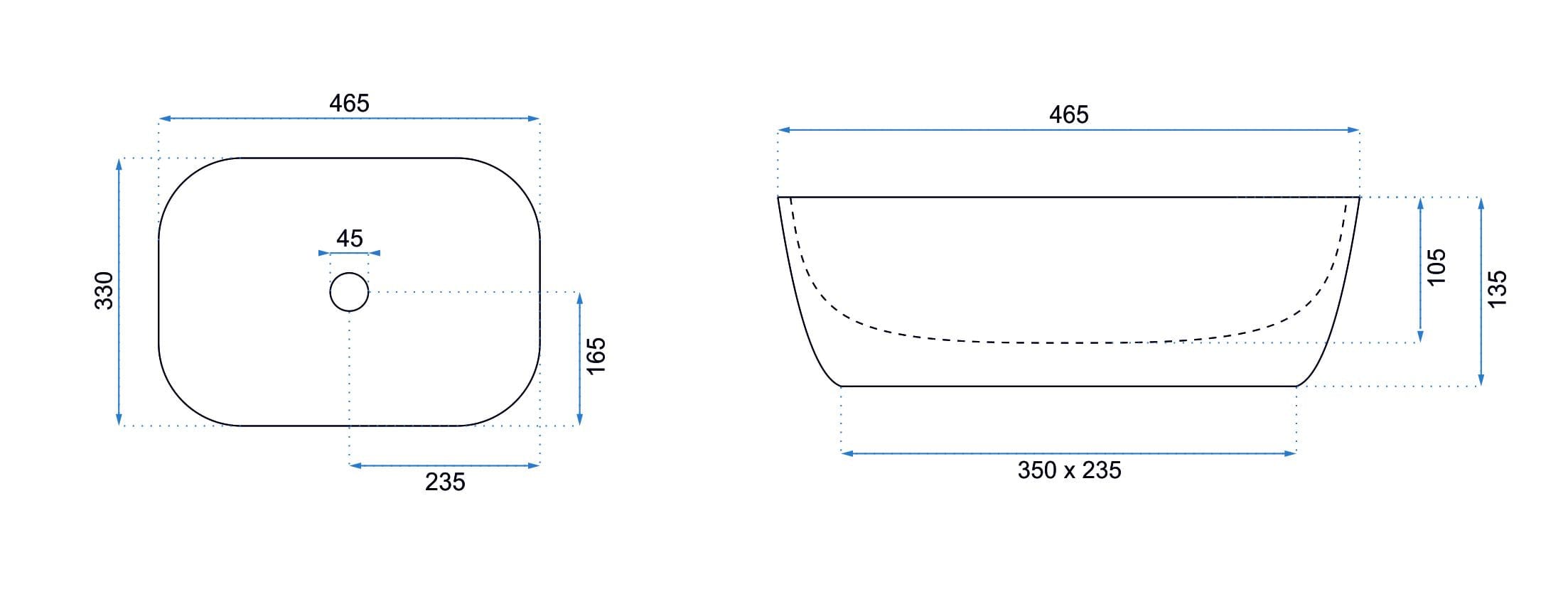 Lavoar pe blat Rea Belinda alb cu margini aurii