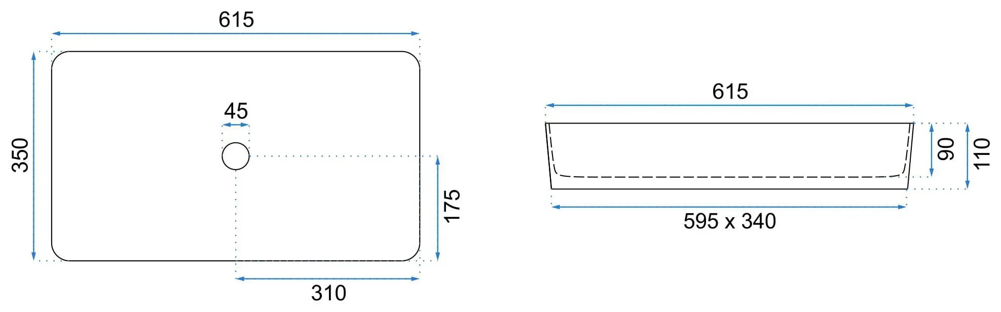 Lavoar pe blat Rea Denis alb cu margini negre