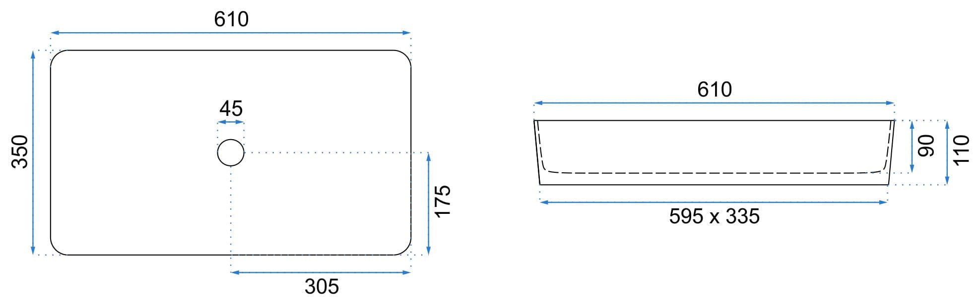 Lavoar pe blat Rea Denis negru mat