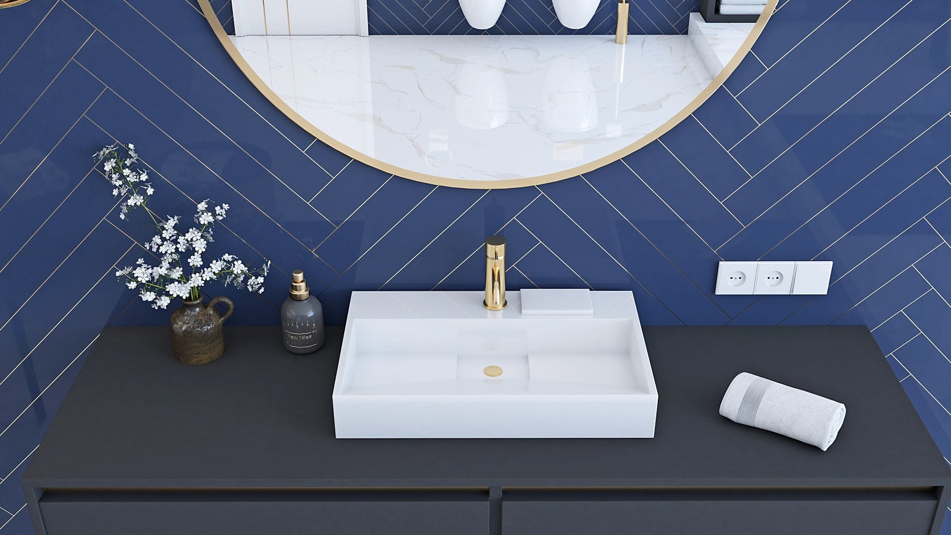 Lavoar pe blat Rea Goya, 50 cm, alb