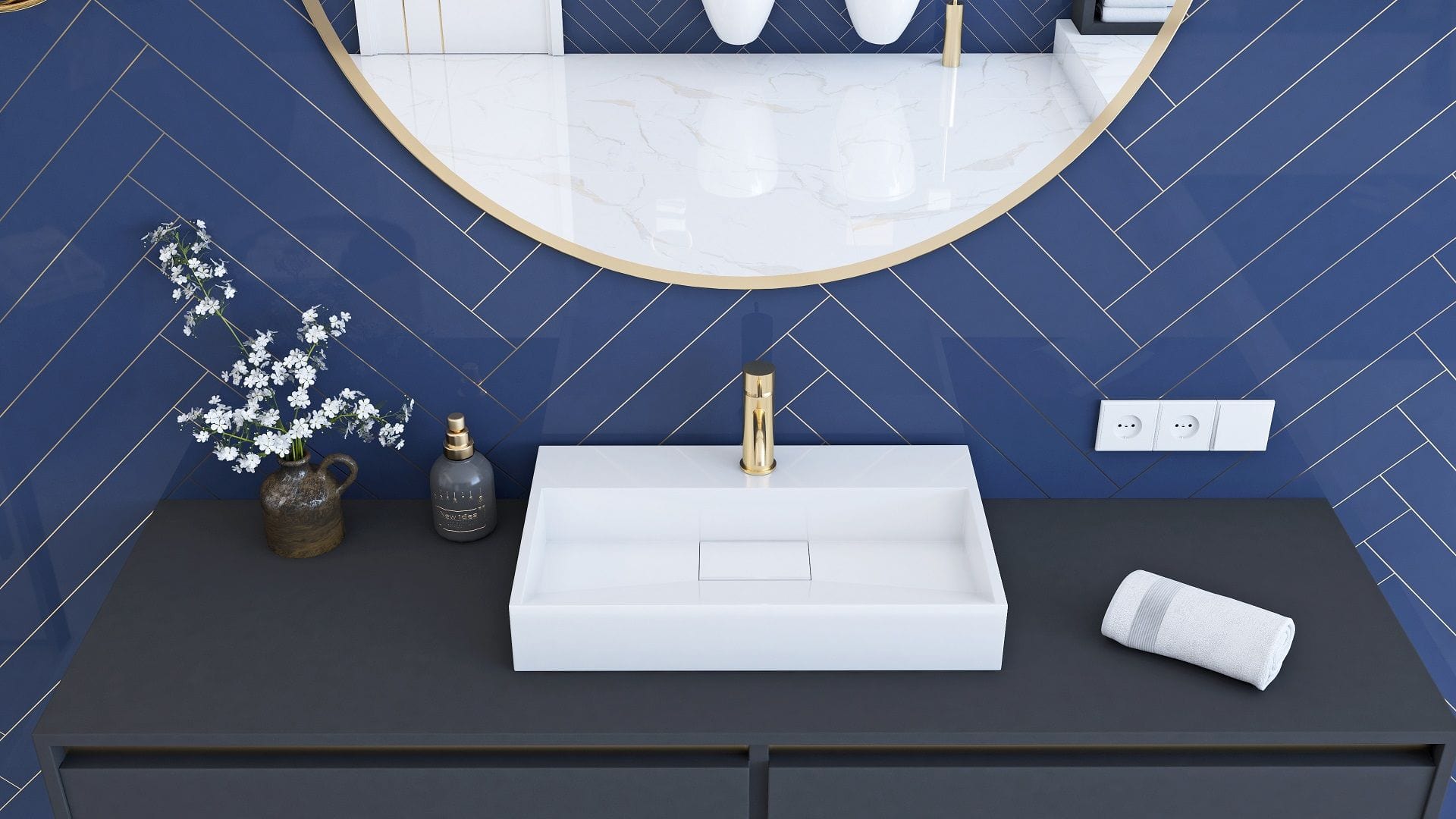 Lavoar pe blat Rea Goya, 50 cm, alb