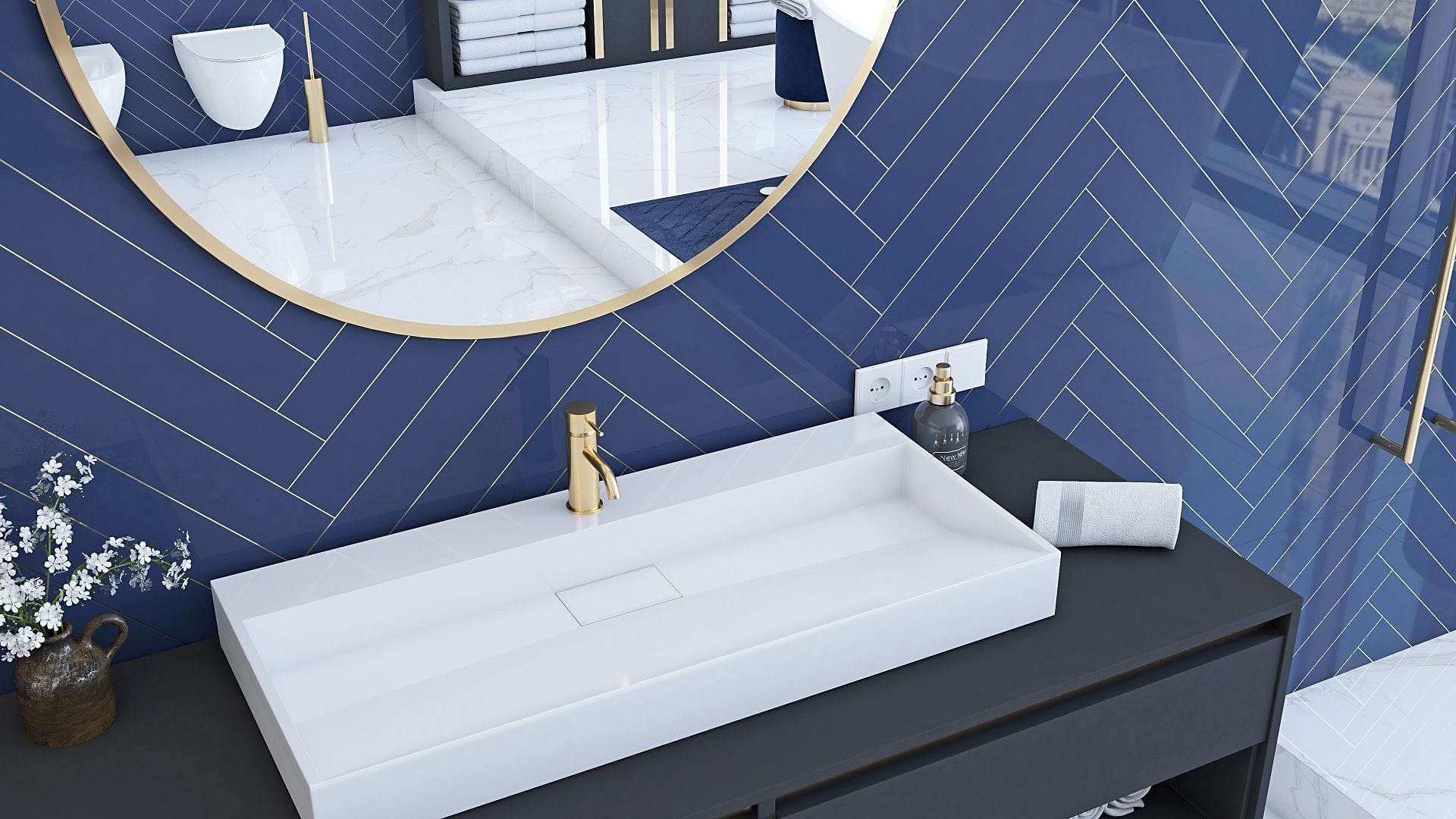 Lavoar pe blat Rea Goya, 70 cm, alb