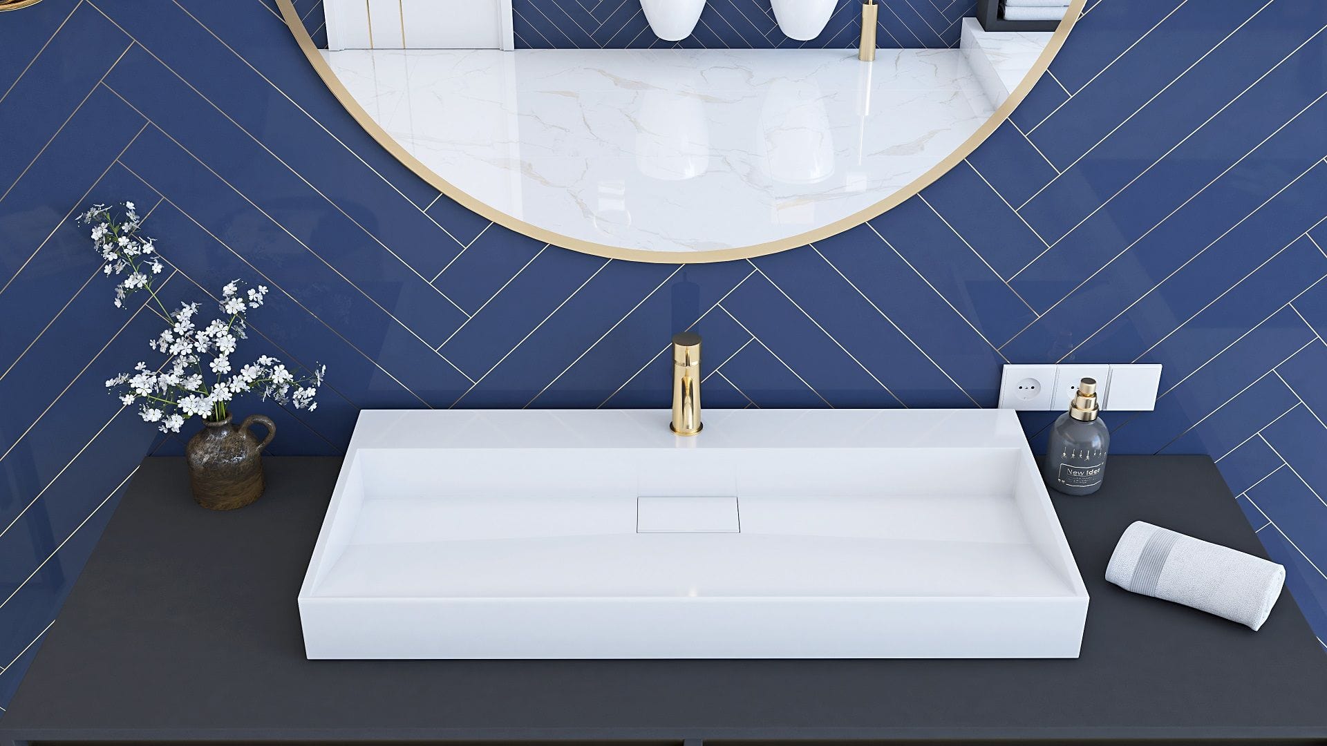 Lavoar pe blat Rea Goya, 70 cm, alb