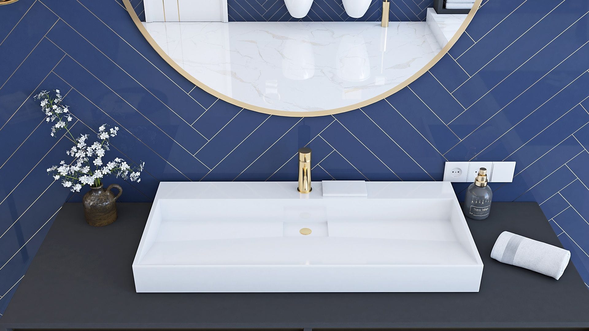 Lavoar pe blat Rea Goya, 70 cm, alb