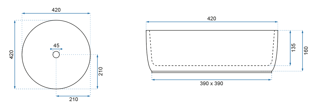 Lavoar pe blat Rea Helen auriu cu alb