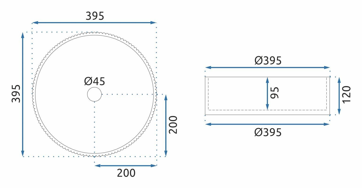 Lavoar pe blat Rea Ice Cristal, latime de 40 cm, gri transparent