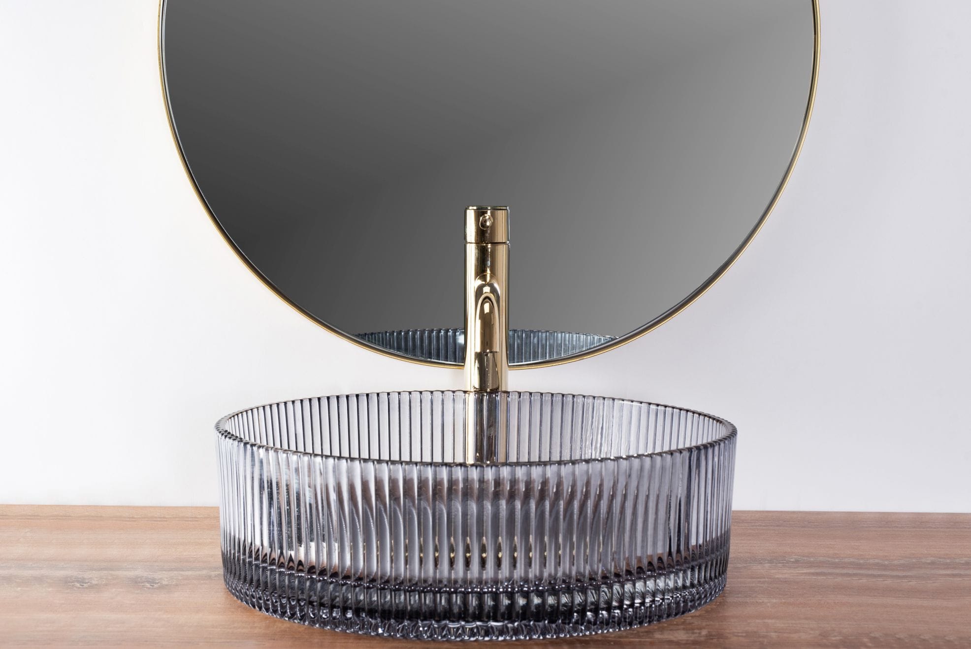 Lavoar pe blat Rea Ice Cristal, latime de 40 cm, gri transparent