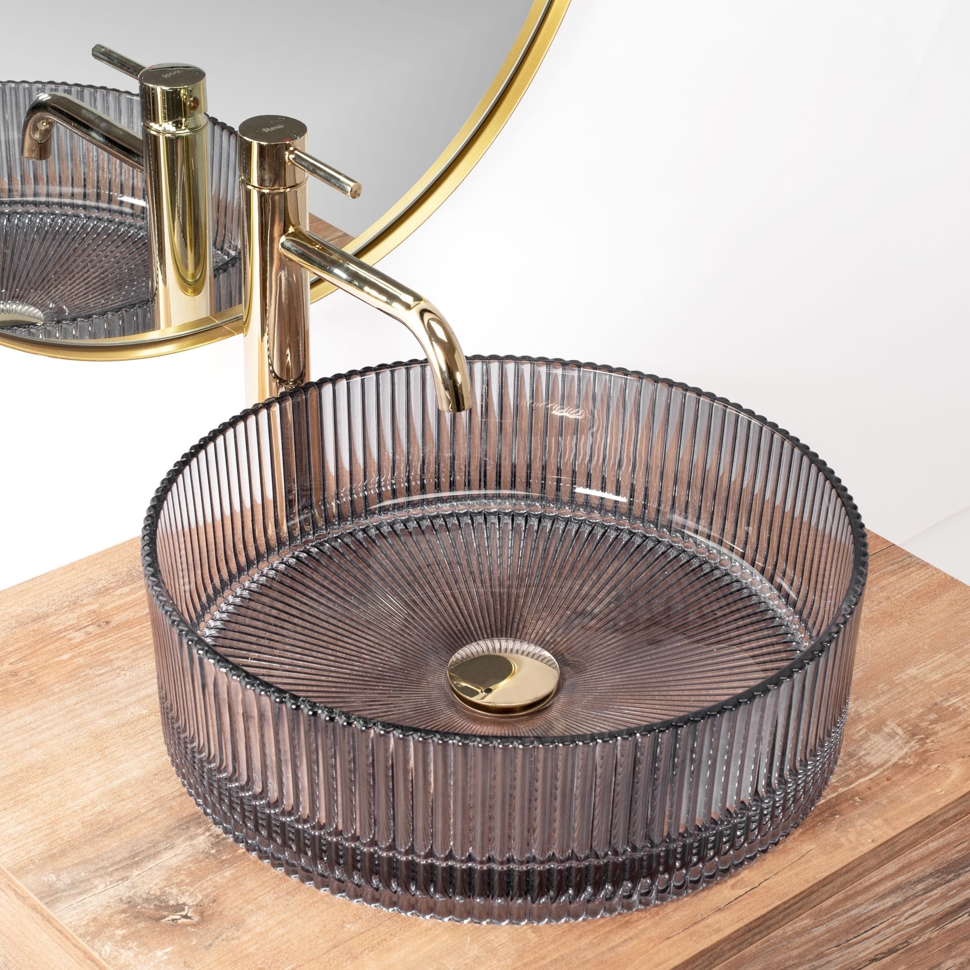 Lavoar pe blat Rea Ice Cristal, latime de 40 cm, gri transparent