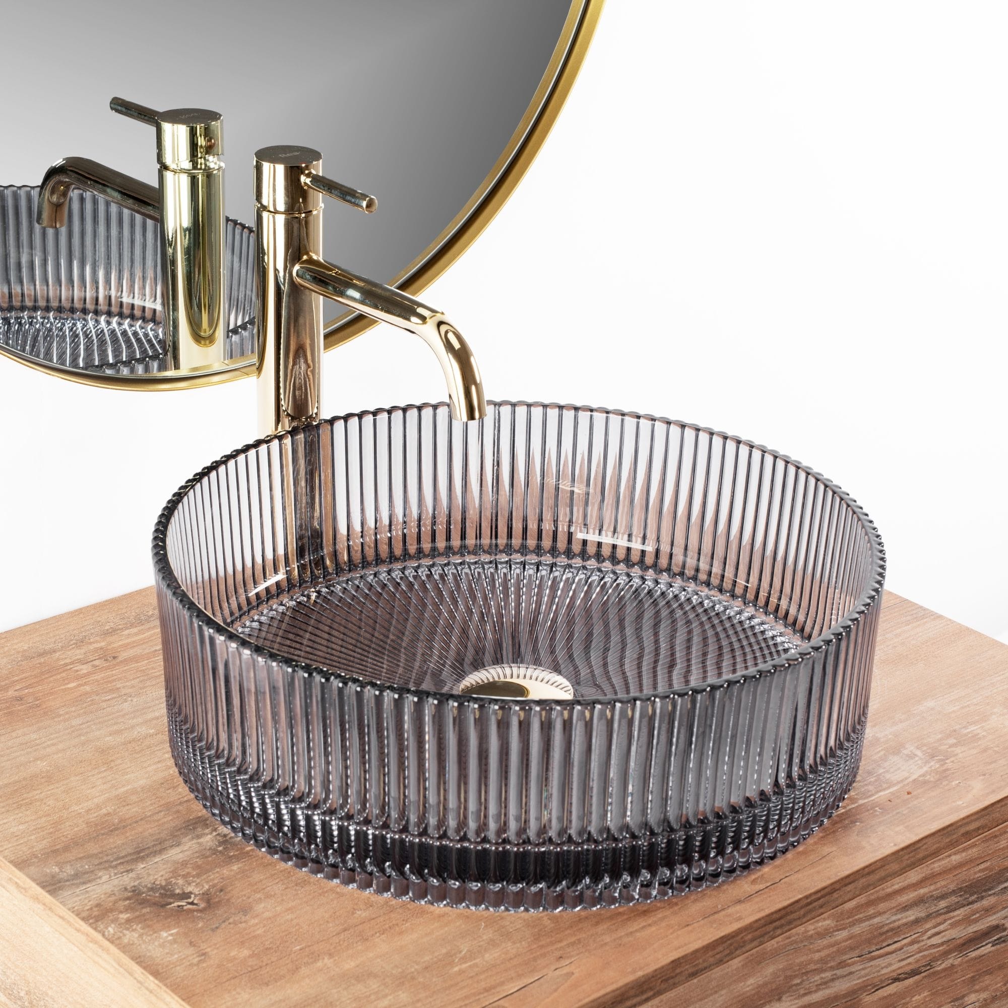 Lavoar pe blat Rea Ice Cristal, latime de 40 cm, gri transparent