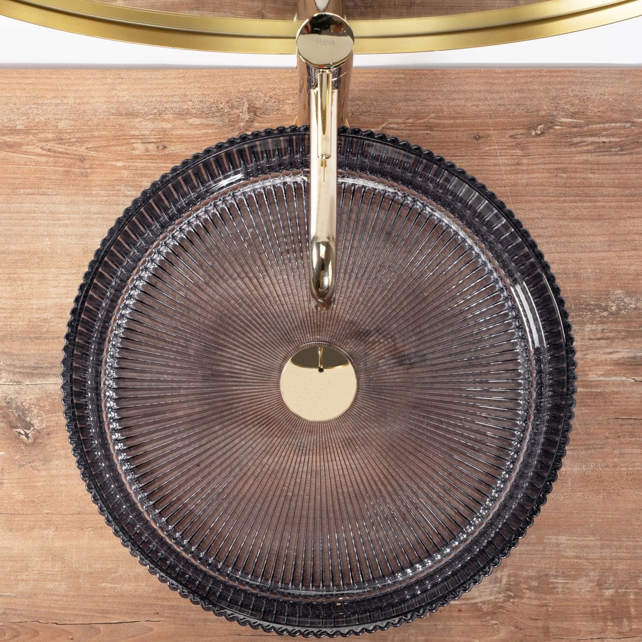 Lavoar pe blat Rea Ice Cristal, latime de 40 cm, gri transparent