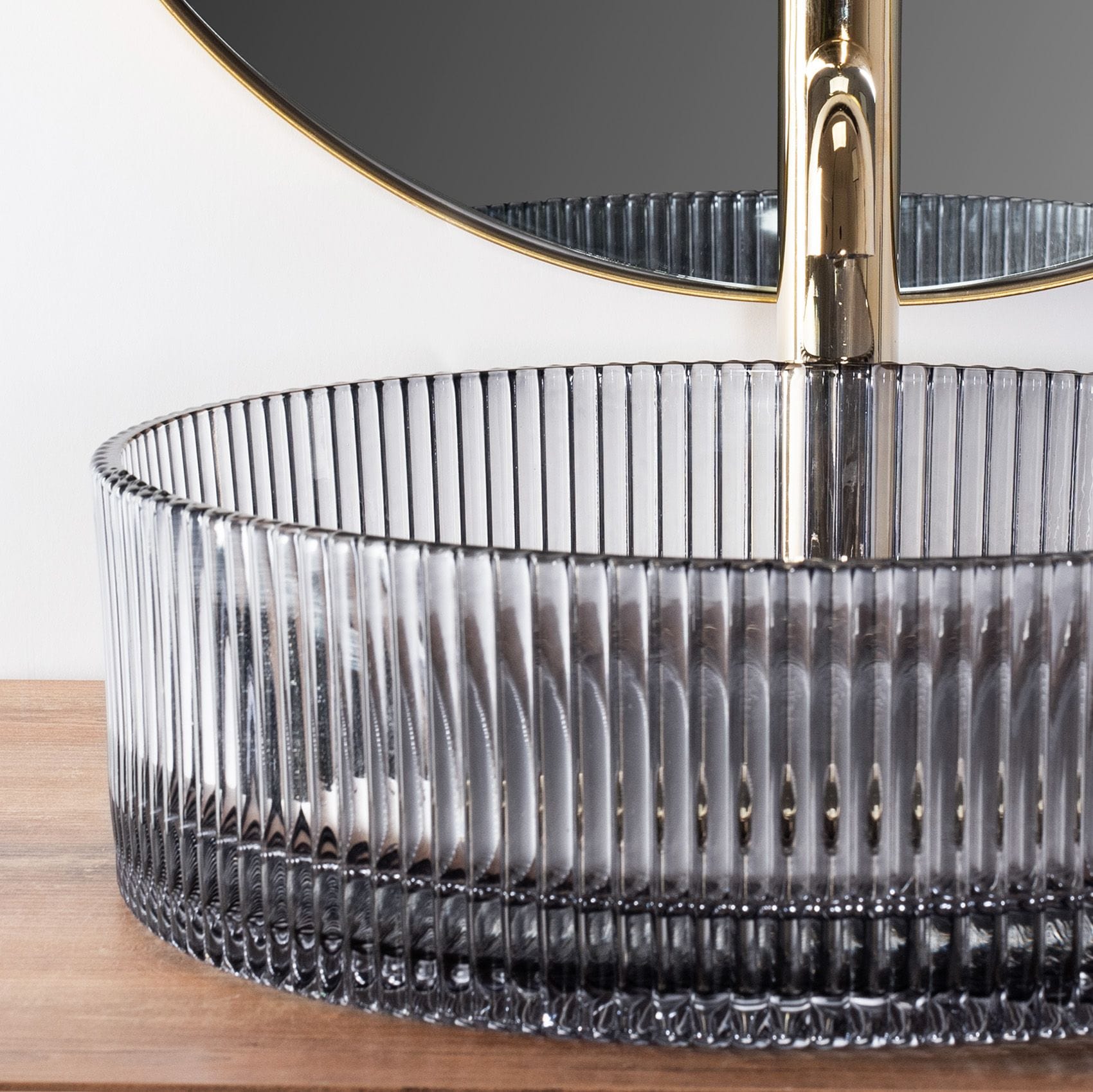 Lavoar pe blat Rea Ice Cristal, latime de 40 cm, gri transparent