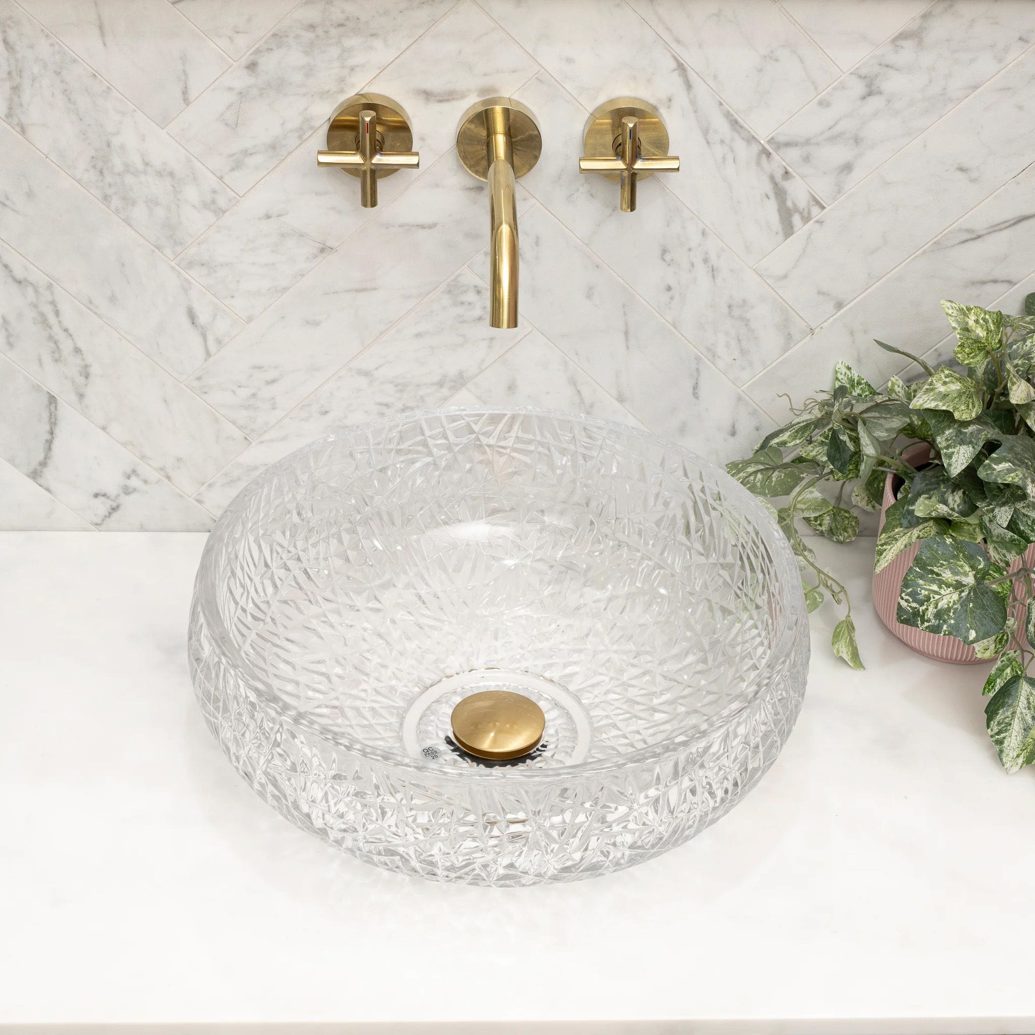 Lavoar pe blat Rea Ice Cristal, latime de 40 cm, transparent