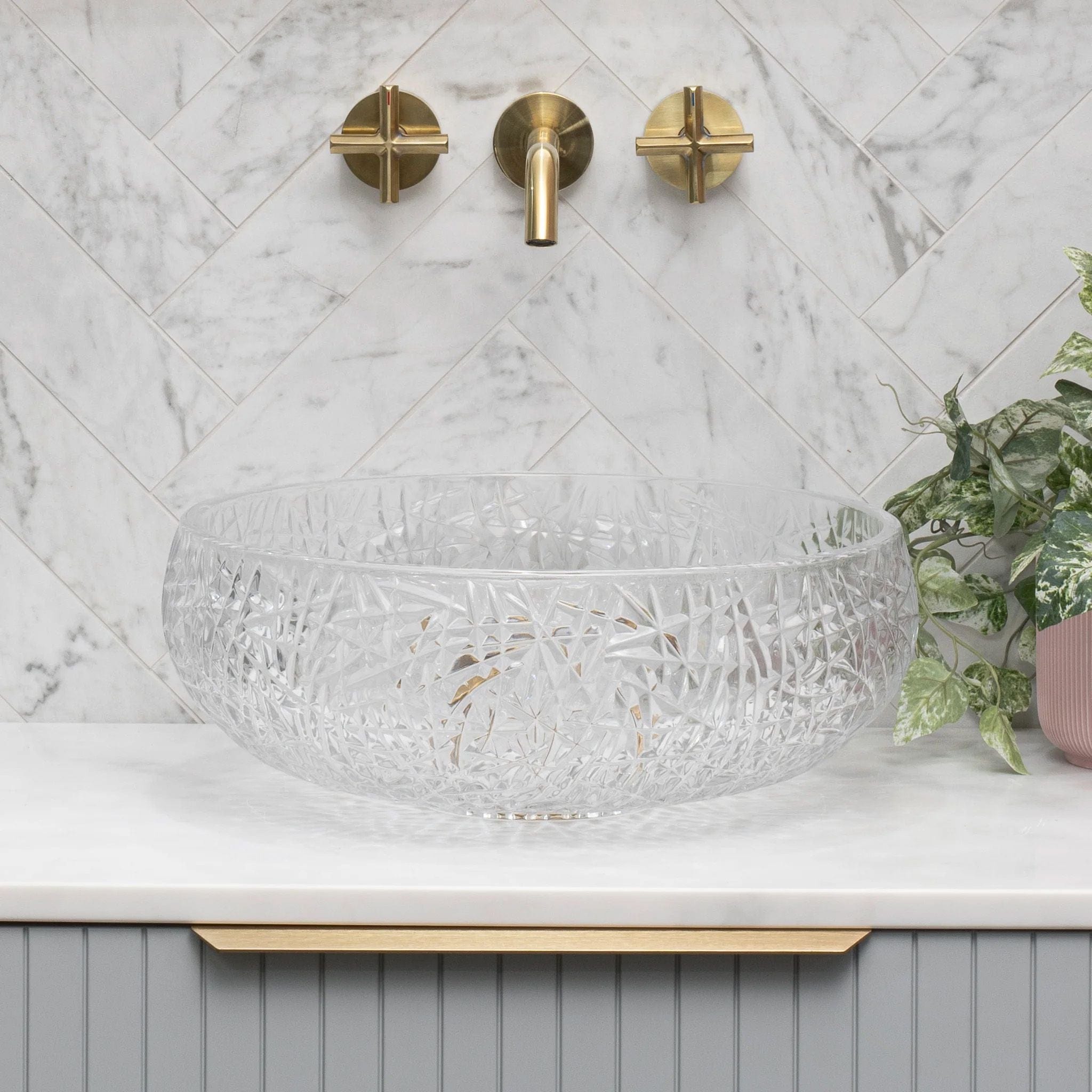 Lavoar pe blat Rea Ice Cristal, latime de 40 cm, transparent