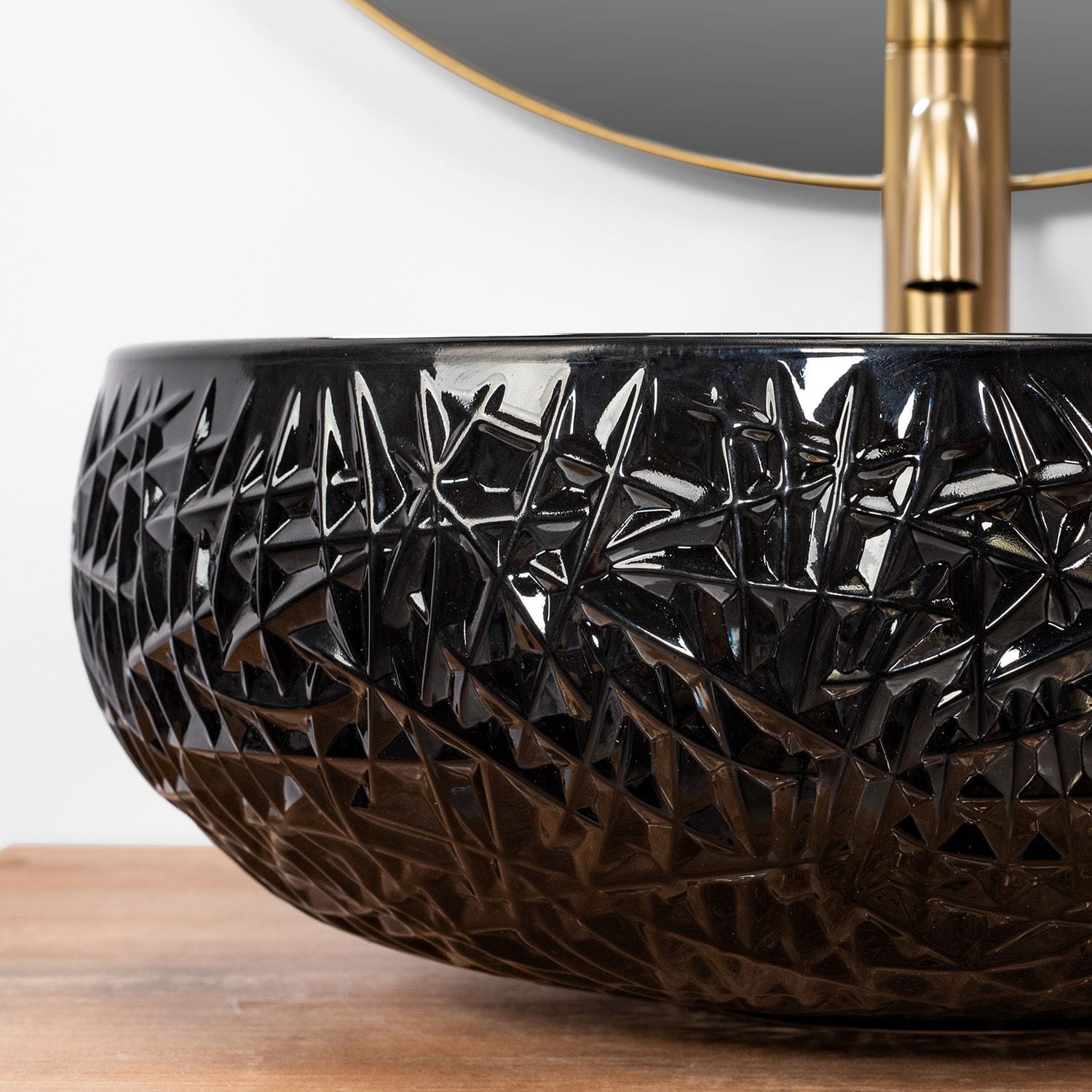 Lavoar pe blat Rea Ice Cristal, latime de 42 cm, negru transparent