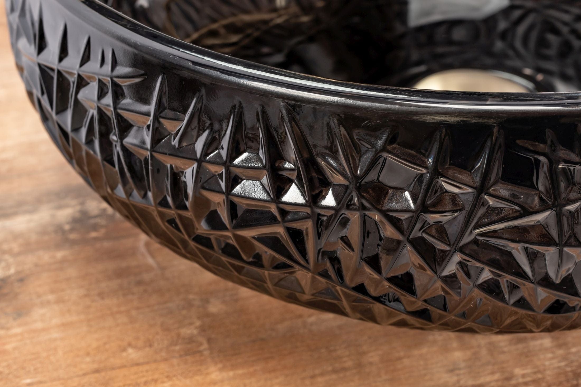 Lavoar pe blat Rea Ice Cristal, latime de 42 cm, negru transparent