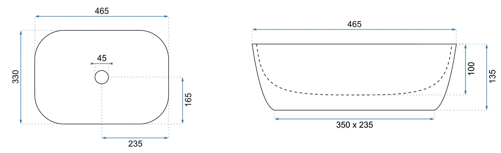 Lavoar pe blat Rea Marbel alb cu margini negre