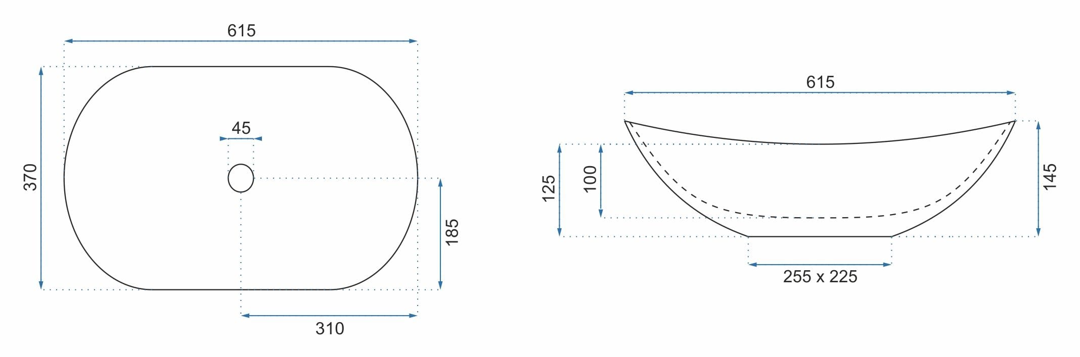 Lavoar pe blat Rea Royal negru mat