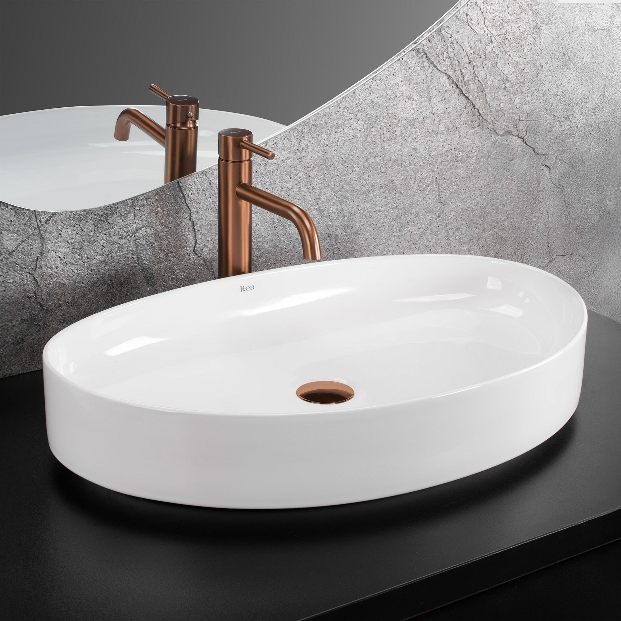 Lavoar pe blat Rea Sabina, 65.5 cm, alb