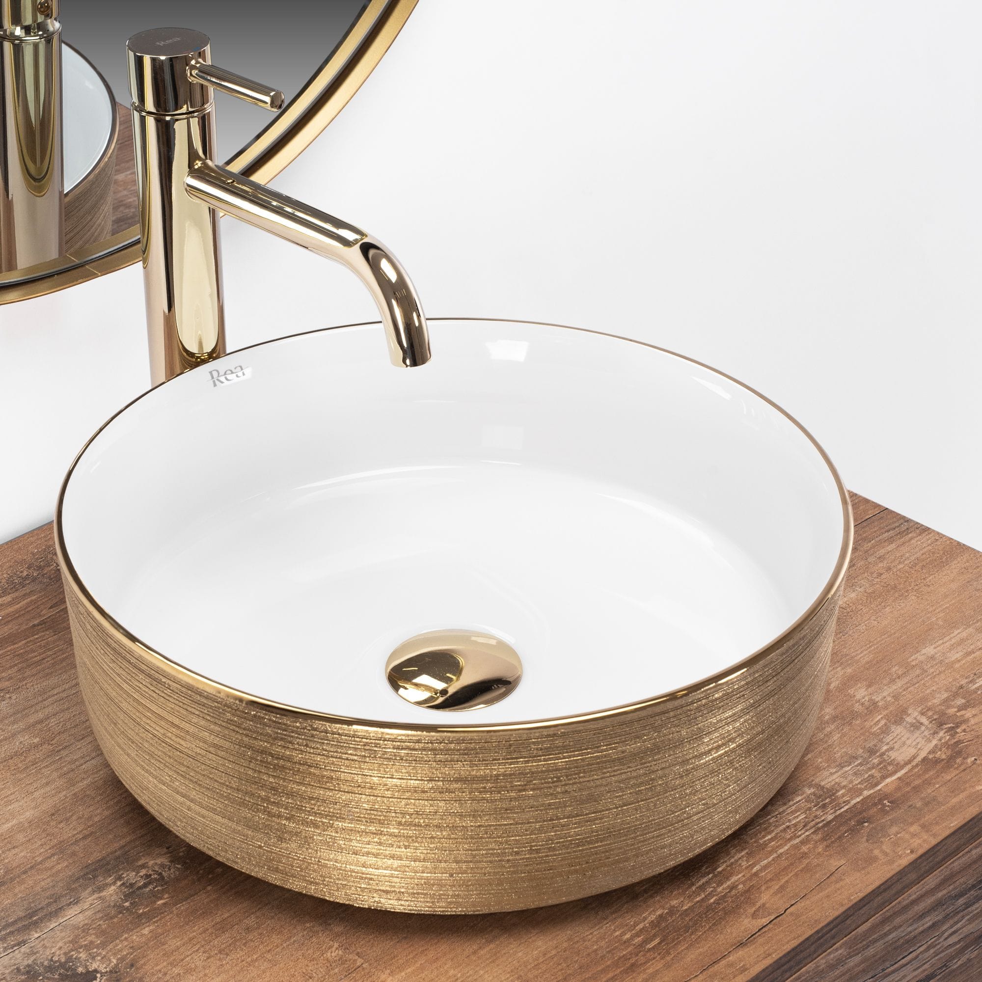 Lavoar pe blat Rea Sami alb/auriu periat