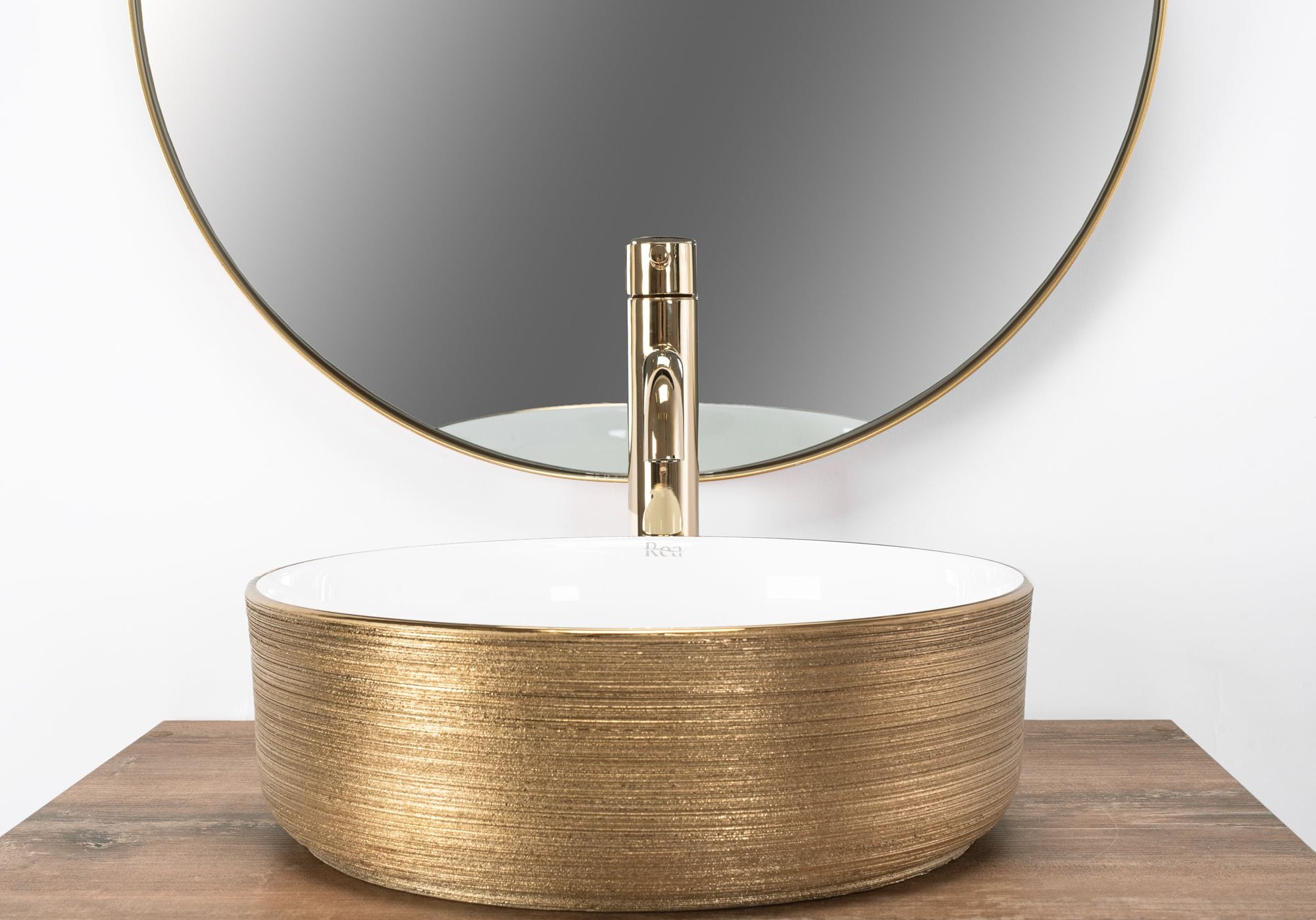 Lavoar pe blat Rea Sami alb/auriu periat