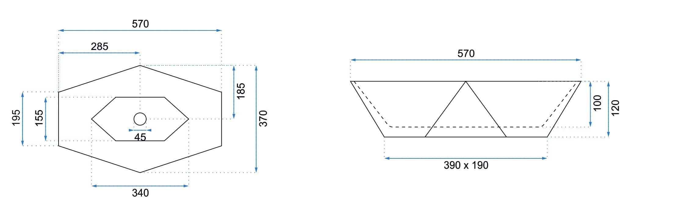 Lavoar pe blat Rea Vegas imitație marmură neagră lucios