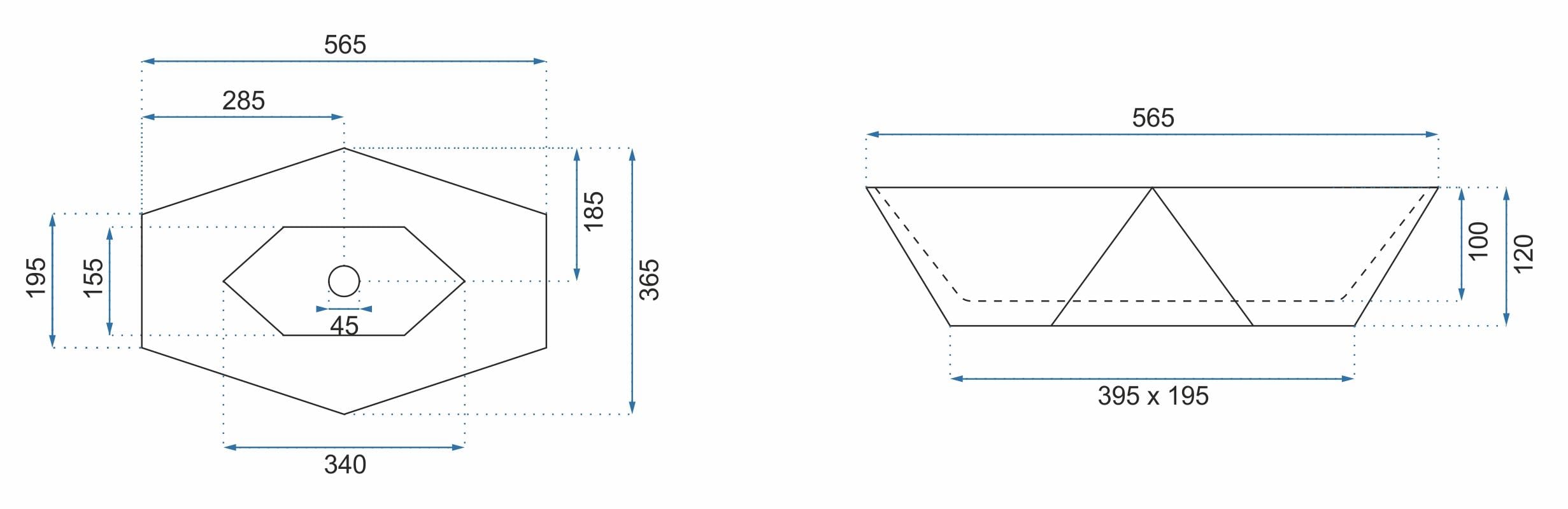 Lavoar pe blat Rea Vegas imitație marmură neagră mat