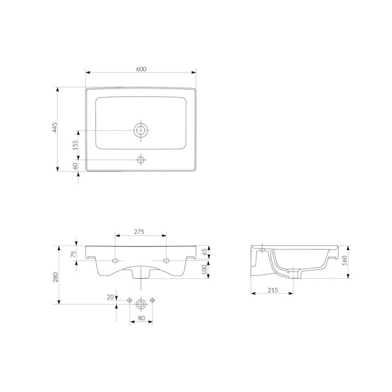 Lavoar pentru mobilier Cersanit, Crea, 60 cm, alb