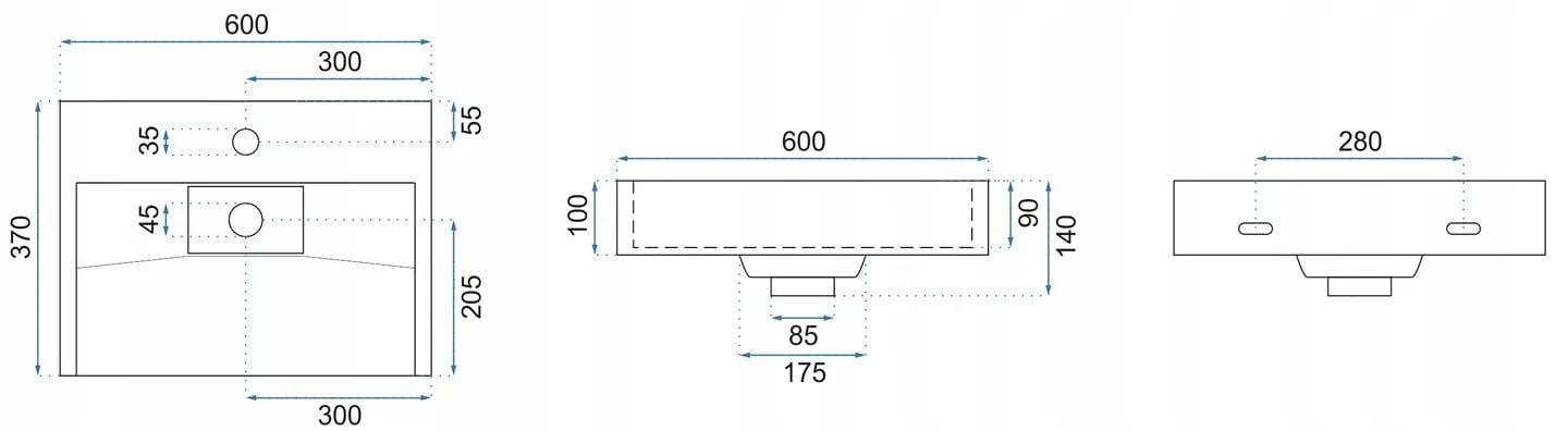 Lavoar Rea Goya, 60 cm, alb + cadru