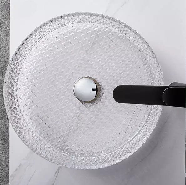 Lavoar rotund pe blat din sticla securizata transparenta 36x36 cm