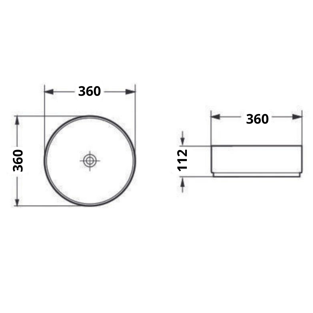 Lavoar rotund pe blat din sticla securizata transparenta 36x36 cm