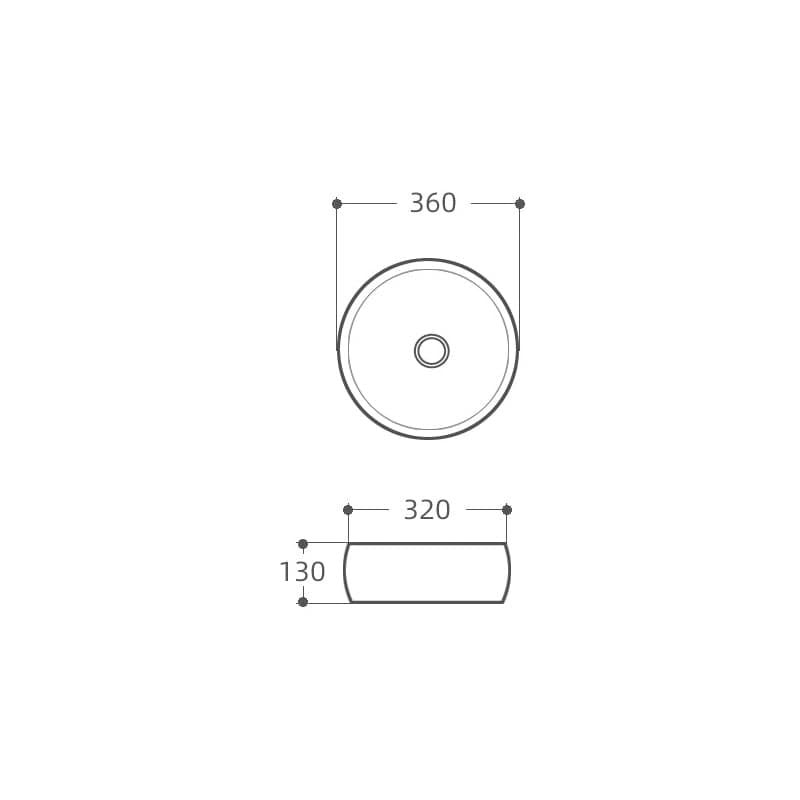 Lavoar rotund pe blat Fluminia, Adel, 36x36, finisaj alb