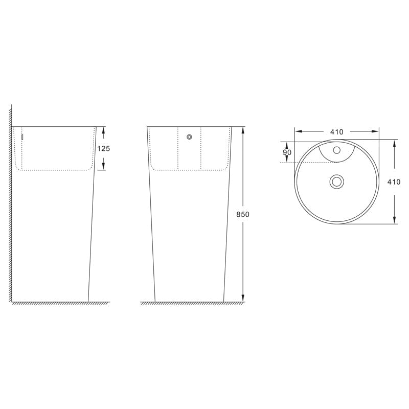 Lavoar stativ ceramic, Fluminia Athos-B, lățime de 40 cm, alb