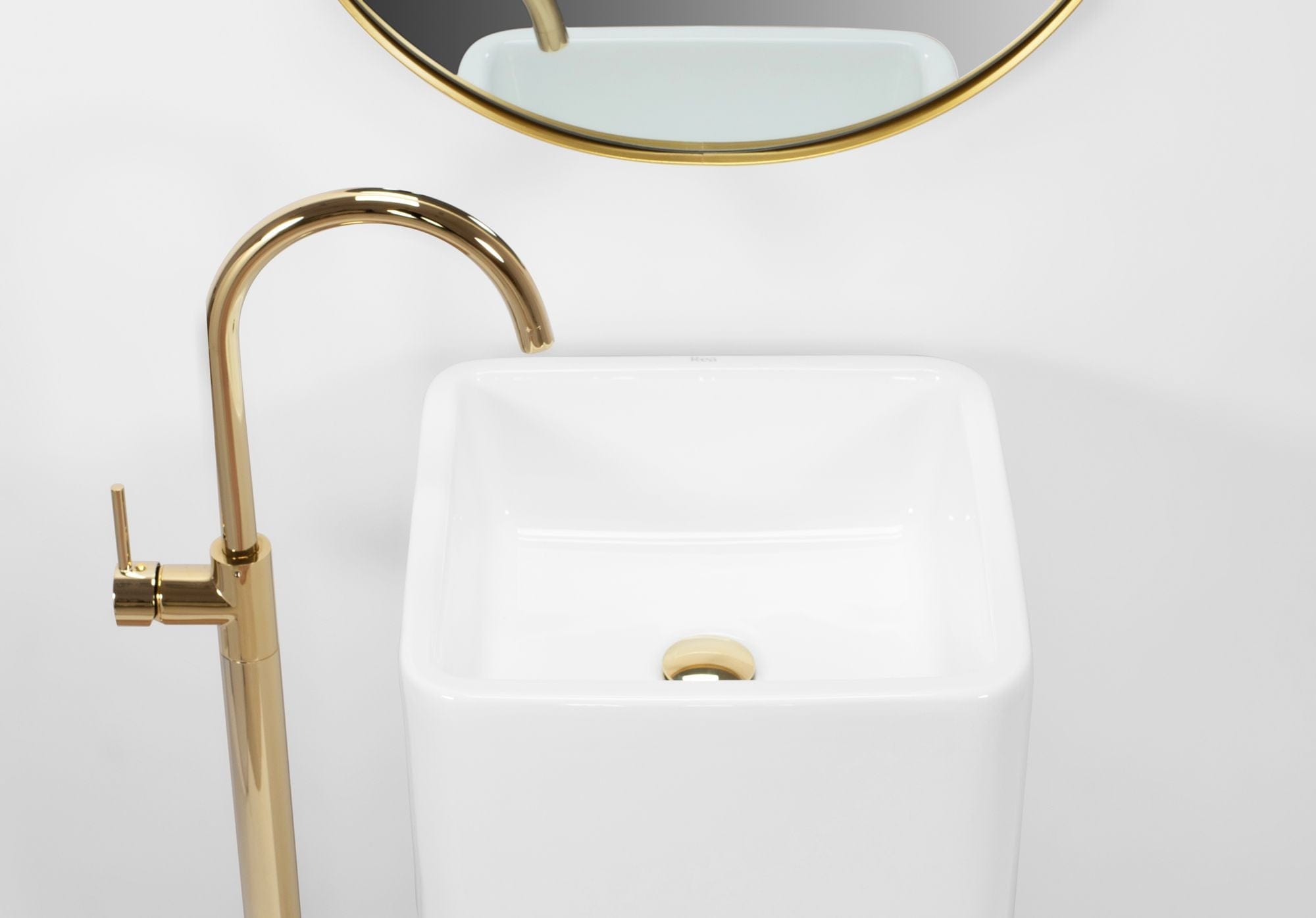 Lavoar stativ ceramic Rea Holly, lățime de 40 cm, alb lucios