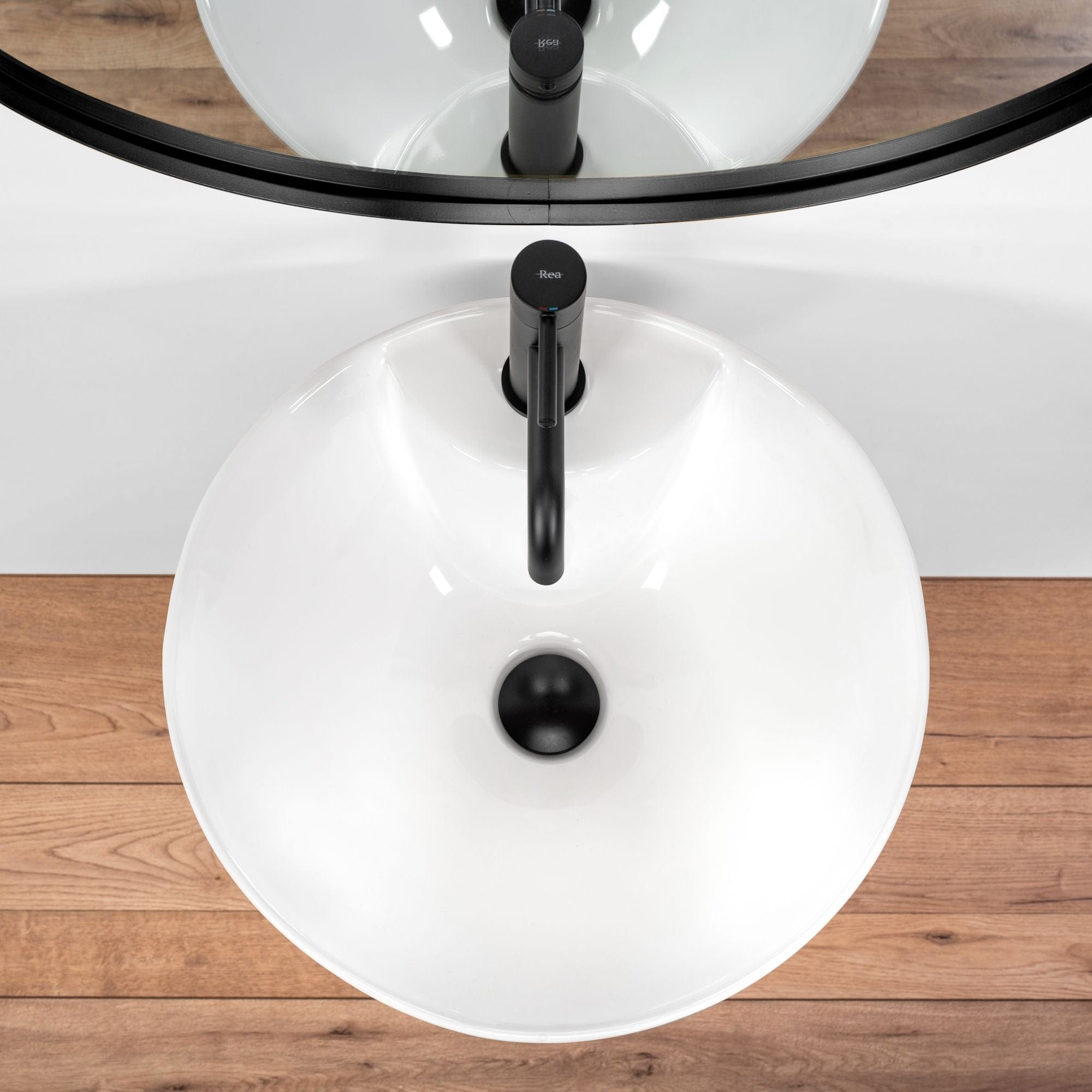 Lavoar stativ ceramic Rea River, lățime de 44 cm, alb lucios