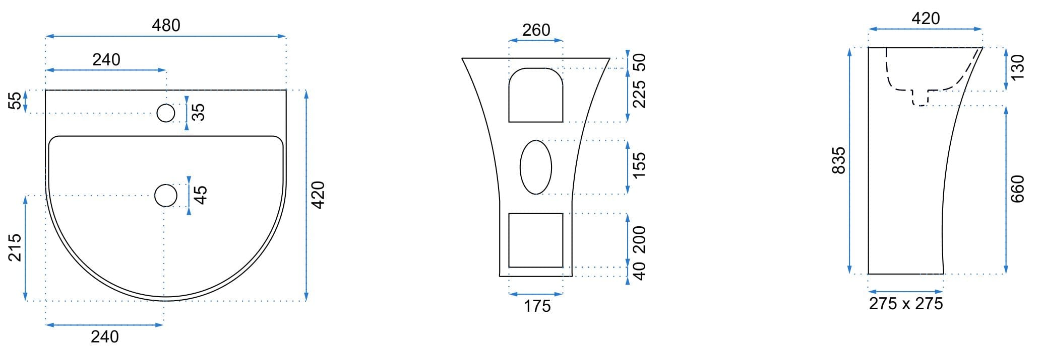 Lavoar stativ Rea Rita Slim alb