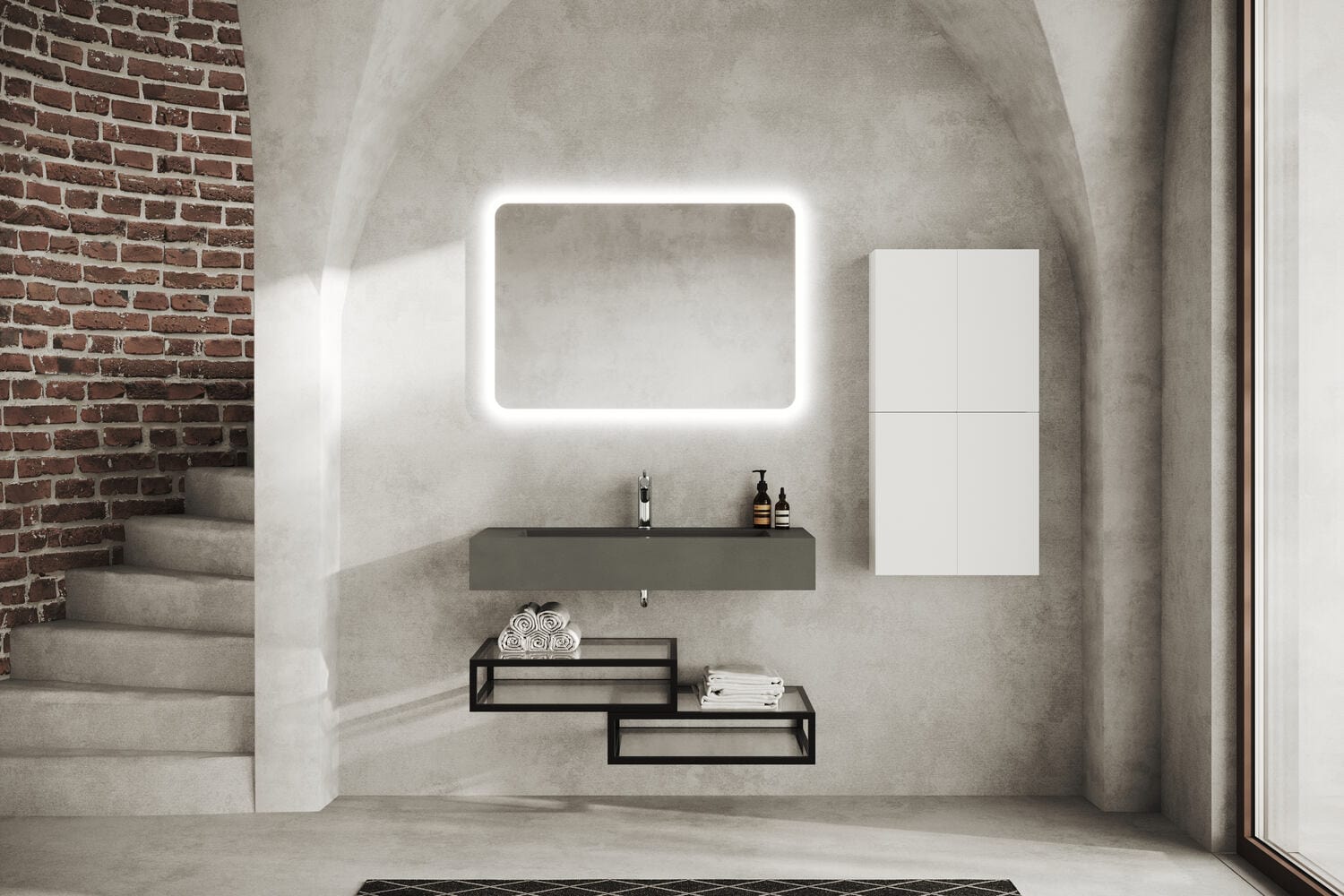 Oglindă cu sistem retroluminare LED SaviniDue, dreptunghiulară, reversibilă, 70 x 100 cm