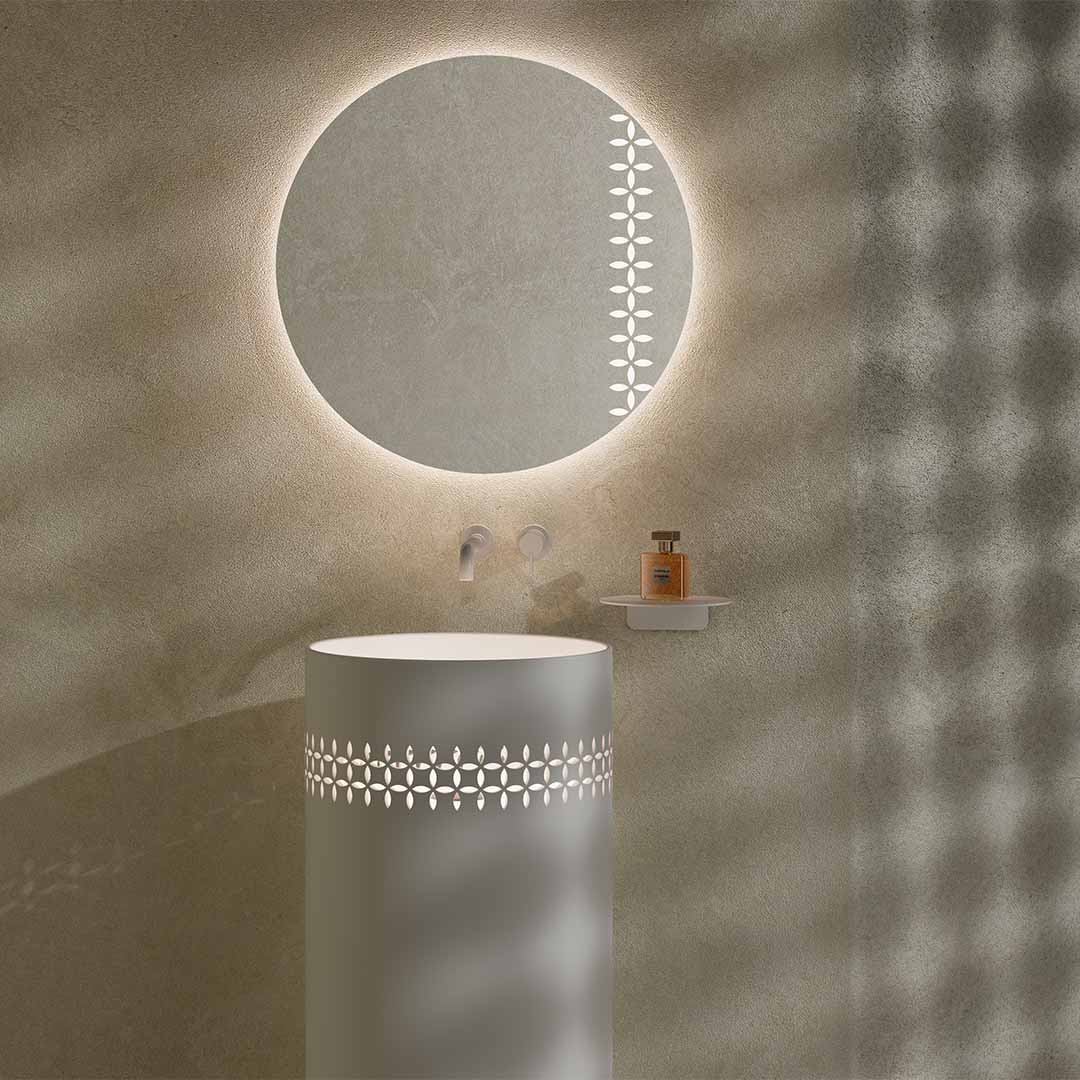 Oglinda de baie, cu LED, rotunda, 60x60 cm, MonBlari Linglong