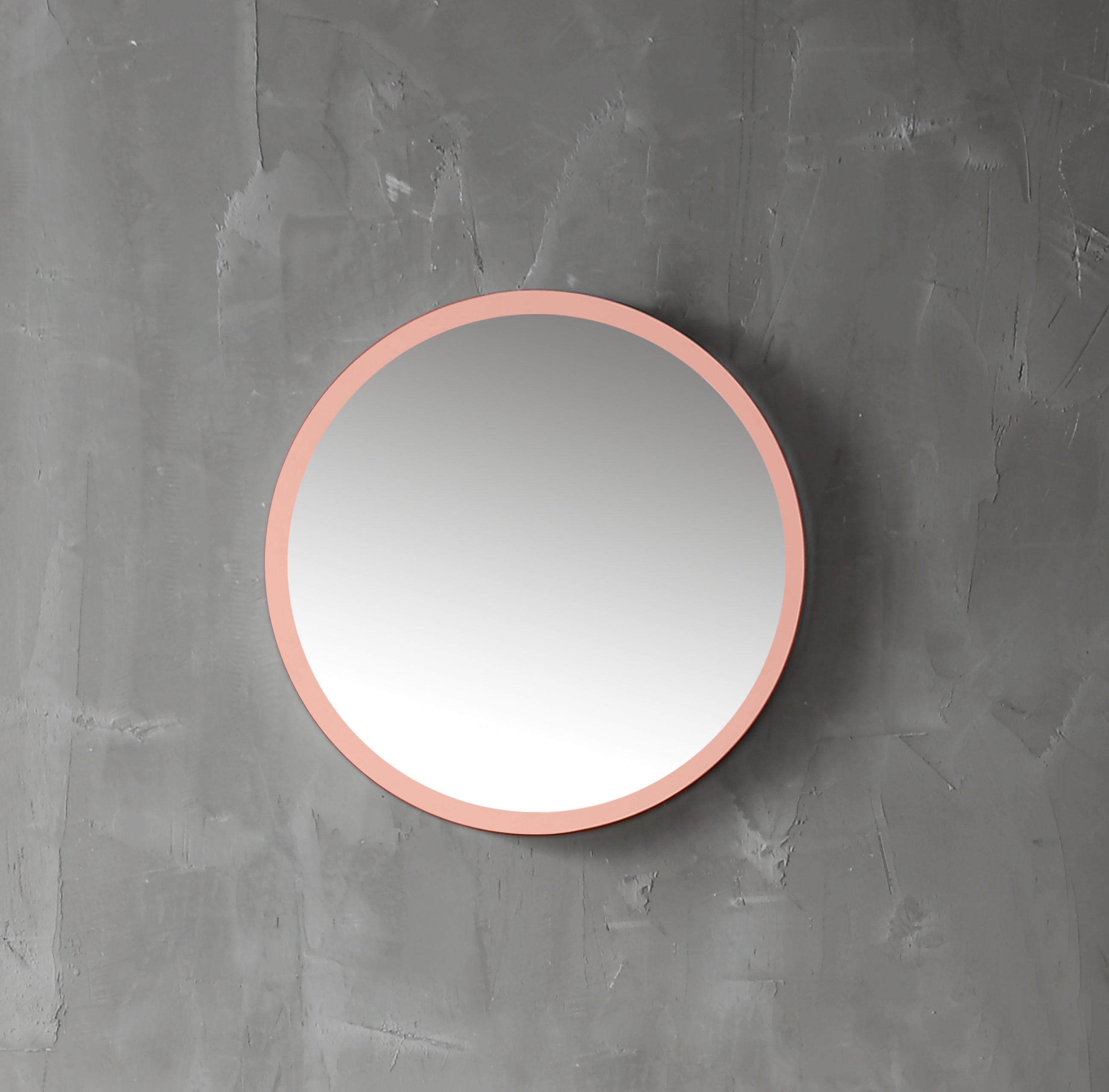 Oglinda de baie, cu LED, rotunda, compozit, roz, 50x50 cm, MonBlari