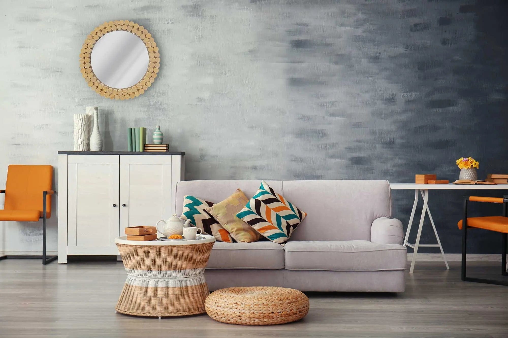 Oglinda de perete Rea Boho, rotunda, 36 cm