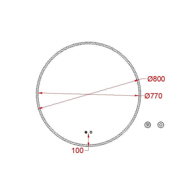 Oglinda Fluminia, Calatrava-80, rotunda, cu iluminare LED, 3 culori
