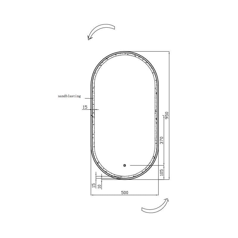 Oglinda Fluminia Dali-Gold cu rama de aluminiu finisaj auriu, iluminare LED 3 culori si dezaburire, ovala, 50x95 cm