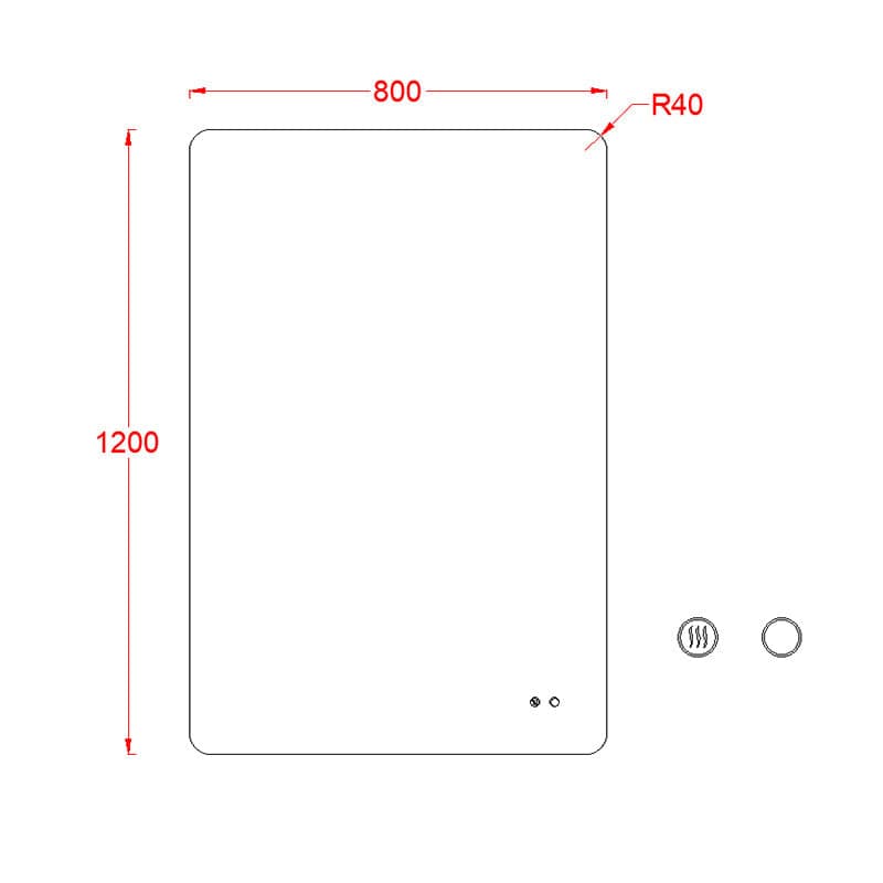 Oglindă Fluminia, Verona 120, dreptunghiulară 120 x 80 cm, cu iluminare LED, 3 culori, dezaburire