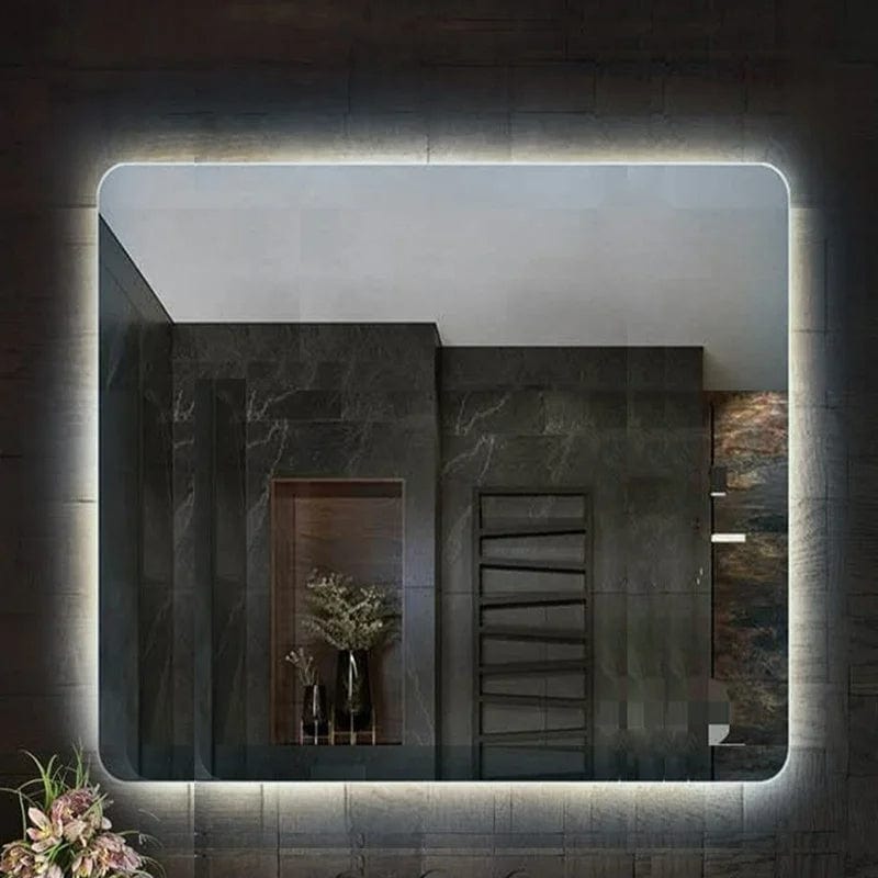 Oglindă Fluminia, Verona-80, pătrată, 80 x 80 cm, cu LED, 3 culori, dezaburire