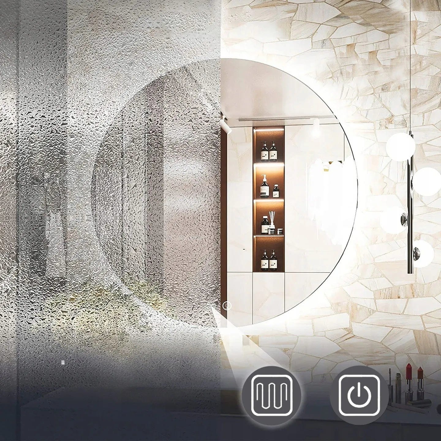 Oglinda Rea cu led, rotunda, 50 cm