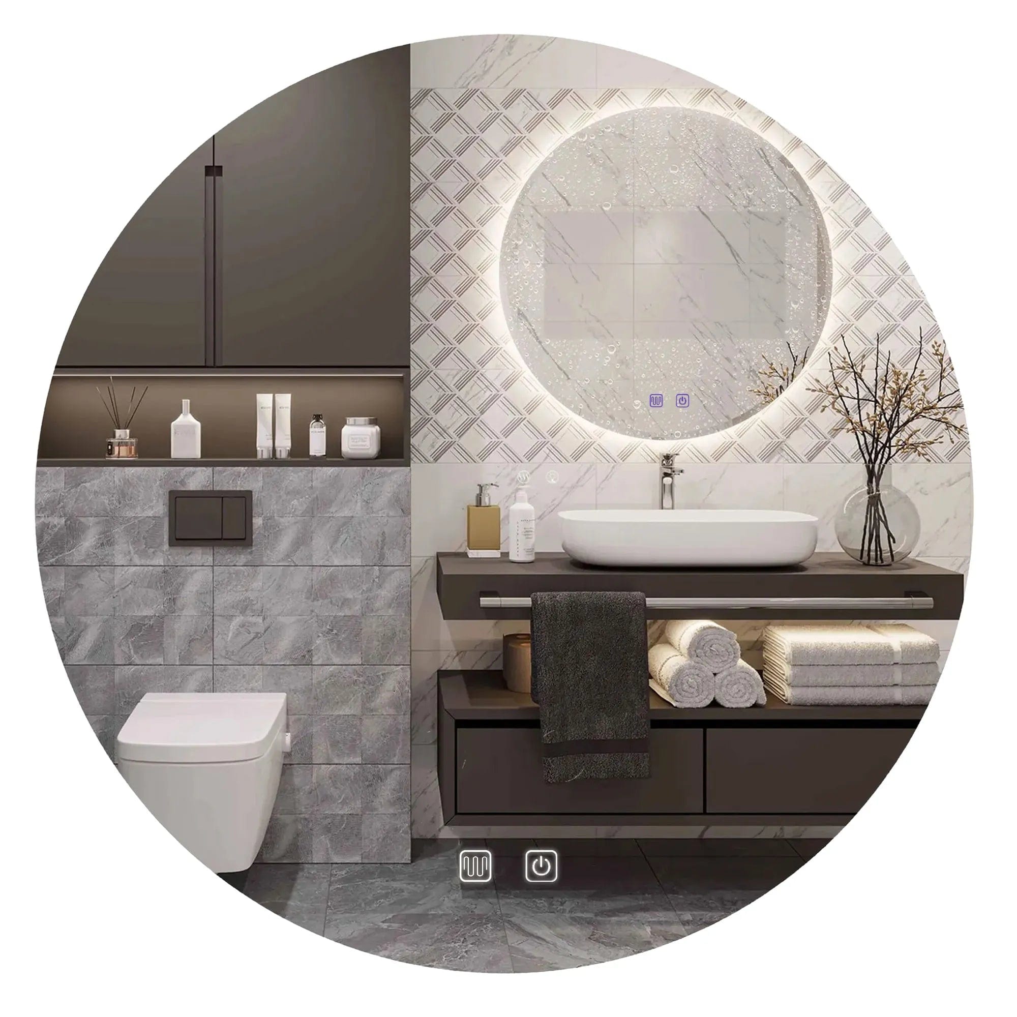 Oglinda Rea cu led, rotunda, 50 cm